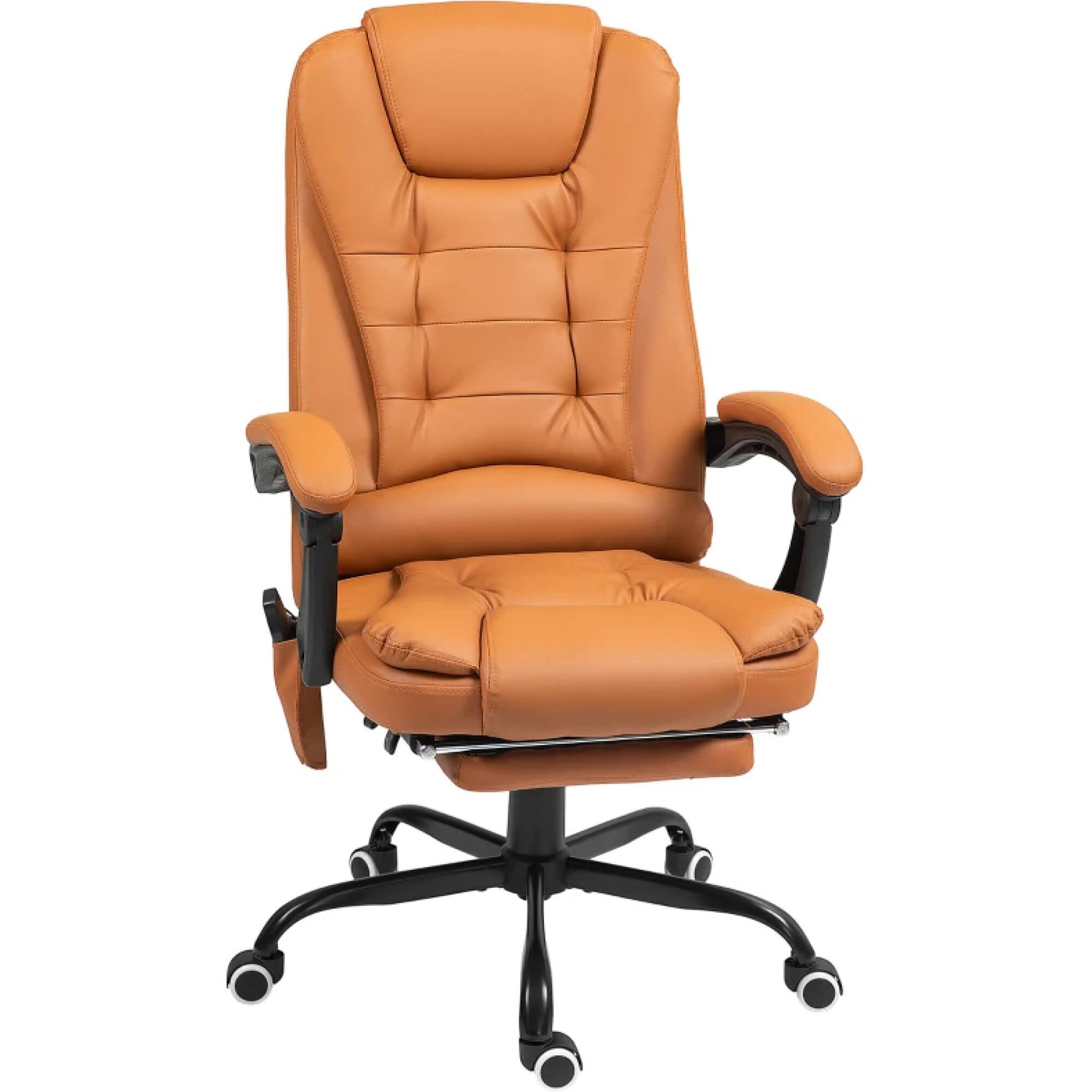 Angle. GOODSILO - Ergonomic High-Back Massage Office Chair with Adjustable Lumbar Support and Retractable Footrest for Ultimate Comfort - Light Brown.