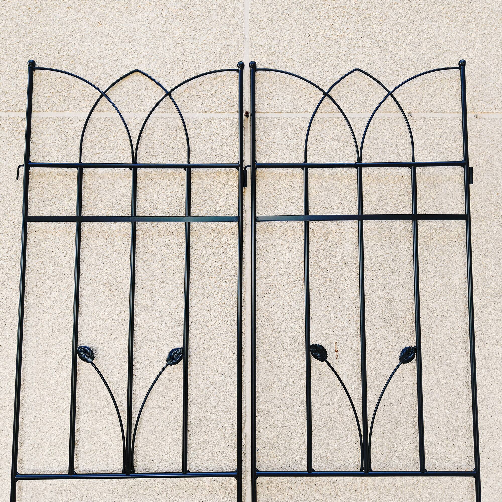 Back. Loheer - 4 Pack Rustproof Metal Garden Trellis 5.9 ft x 1.48 ft for Climbing Plants Outdoor Flower Support.
