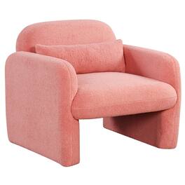 Pefilos - Modern Accent Chair with Waist Pillow and Armrests for Indoor as Home Living Room Bedroom - Pink