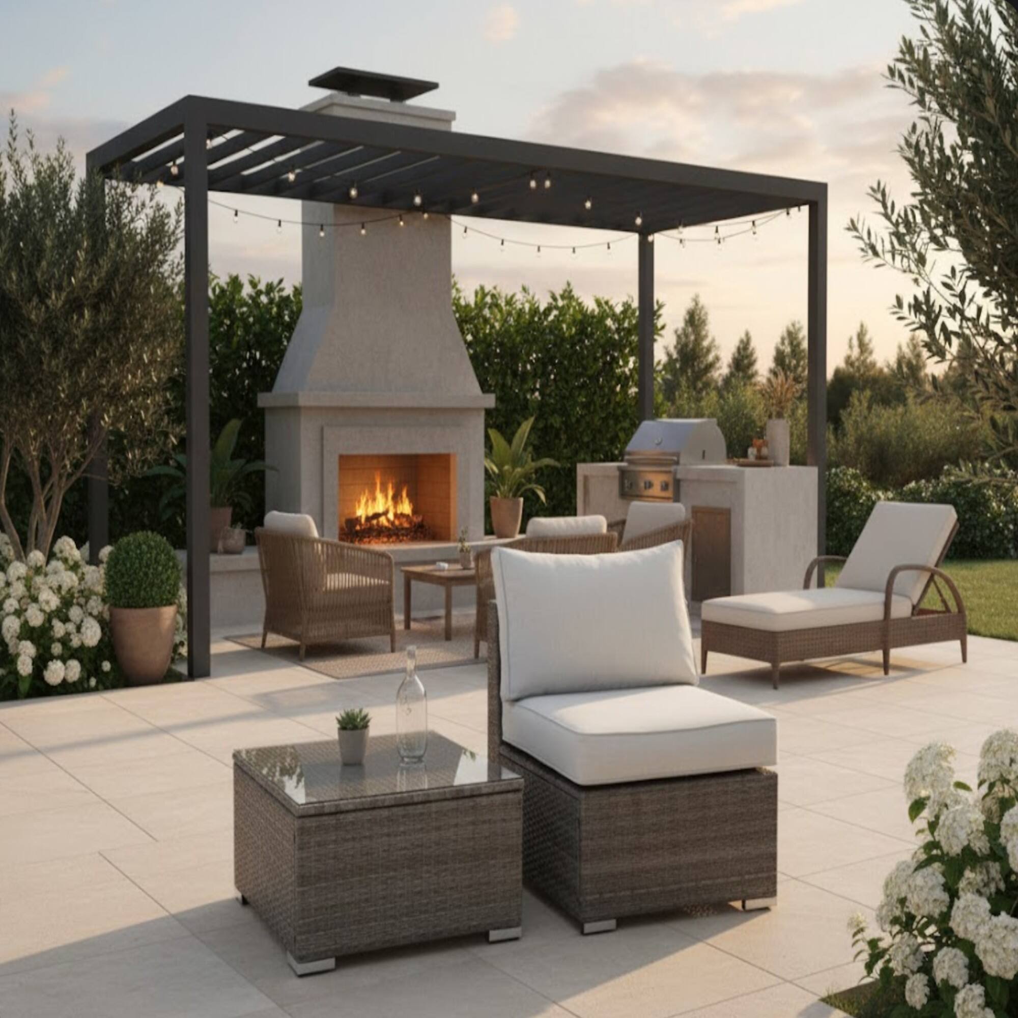 Left. Mondawe - 2-Piece All-Weather Outdoor Rattan Patio Furniture Set - Brown+Light Gray.