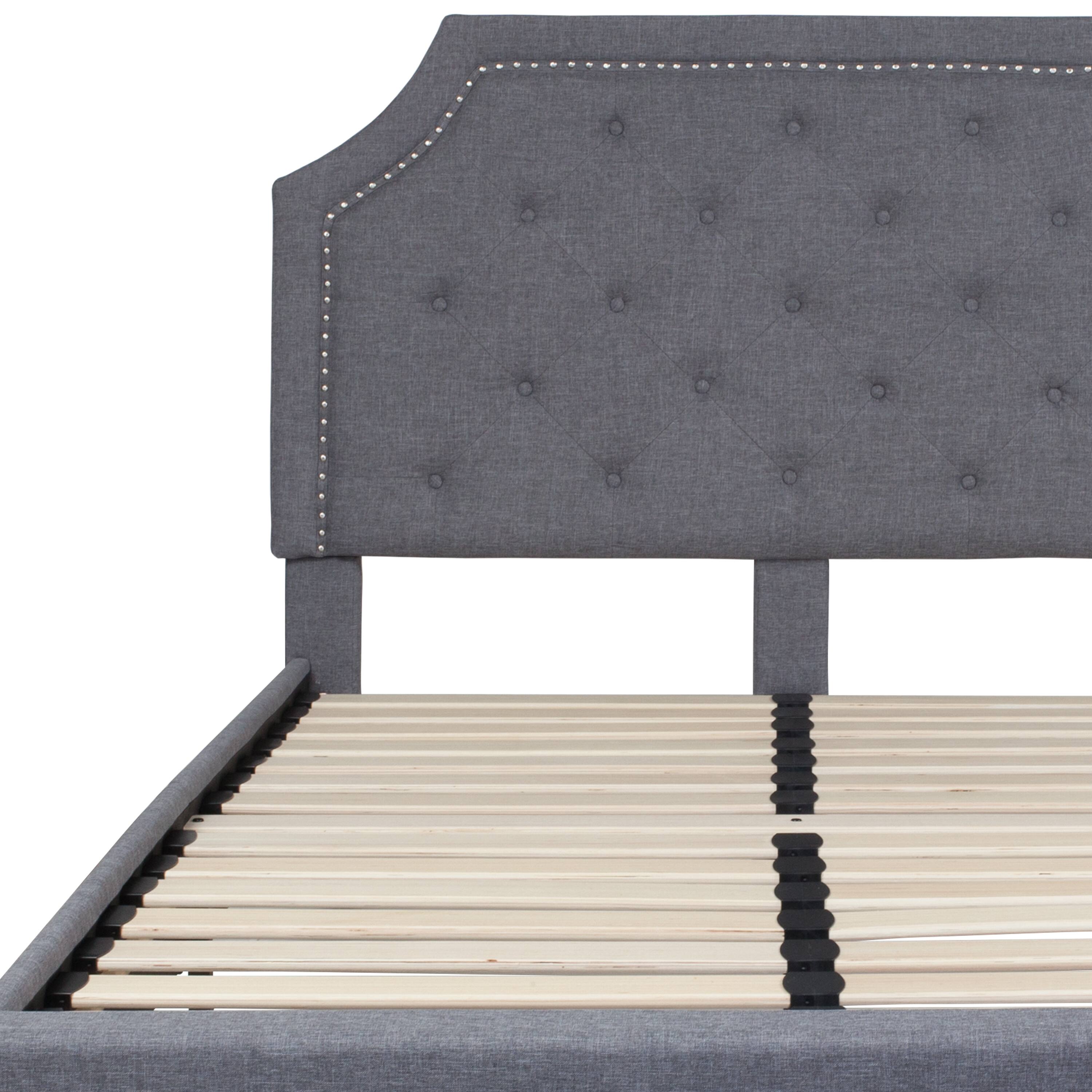 Alt View 7. Emma + Oliver - Arched Tufted Upholstered Platform Bed - Light Gray.