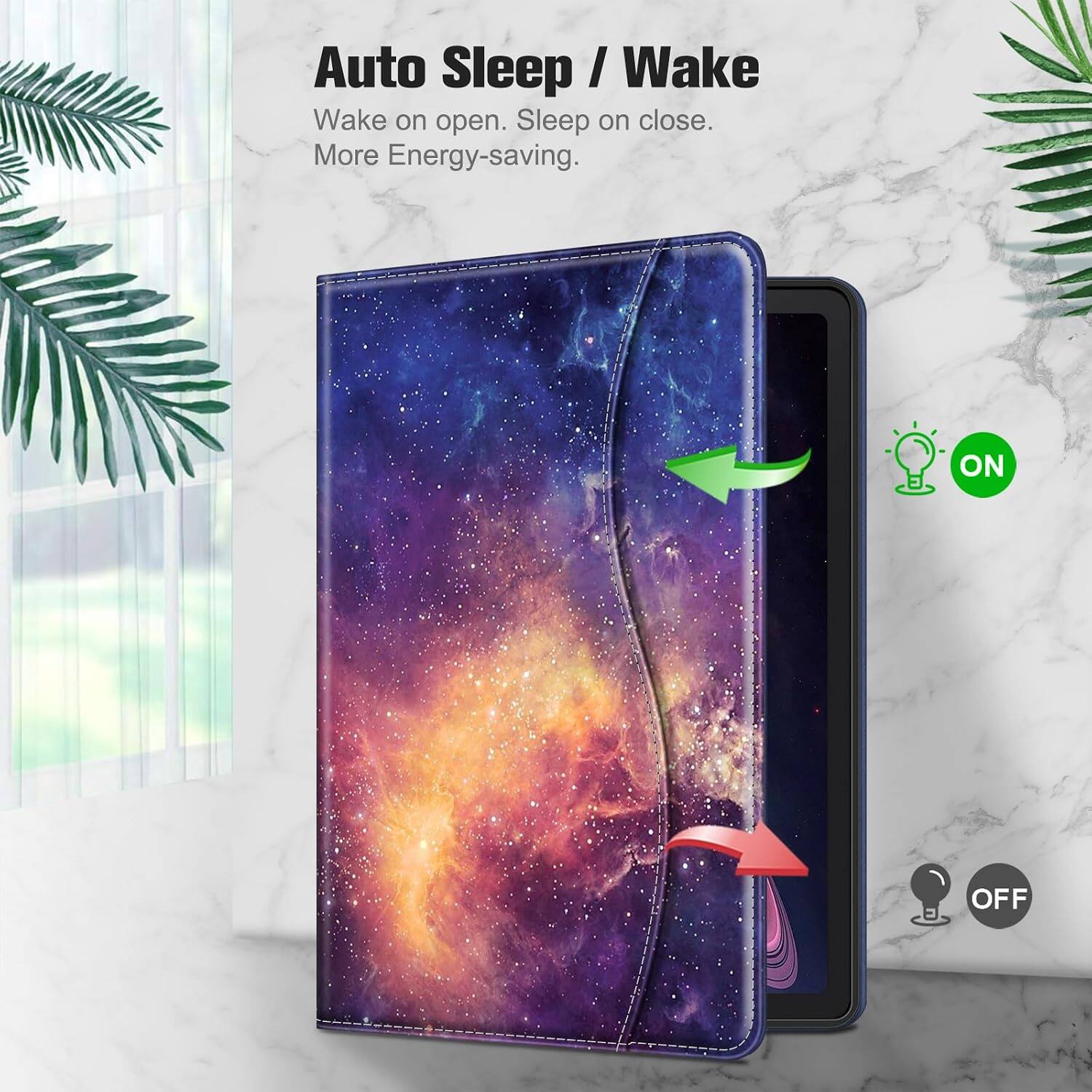 Auto Sleep / Wake  
Wake on open. Sleep on close.  
More Energy-saving.  

ON  
OFF