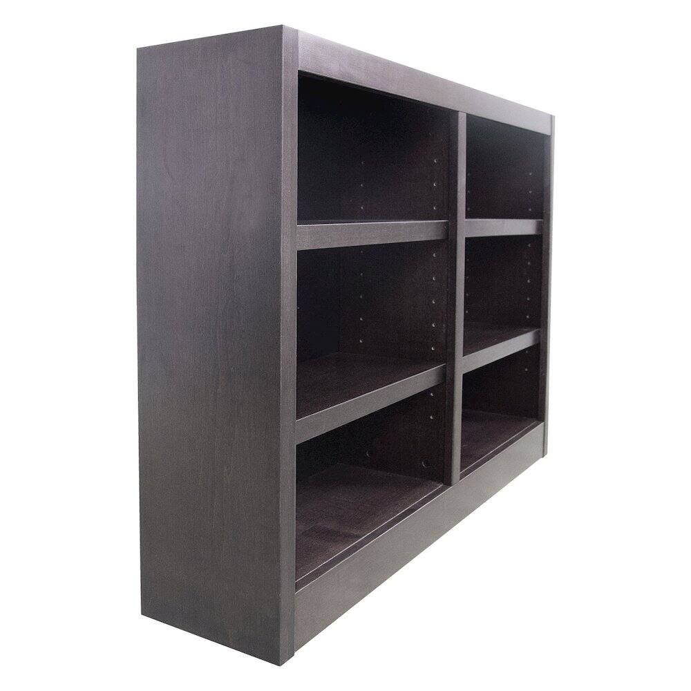Angle. Concepts in Wood - Double Wide Bookcase 6 Shelves Espresso Finish - Brown.