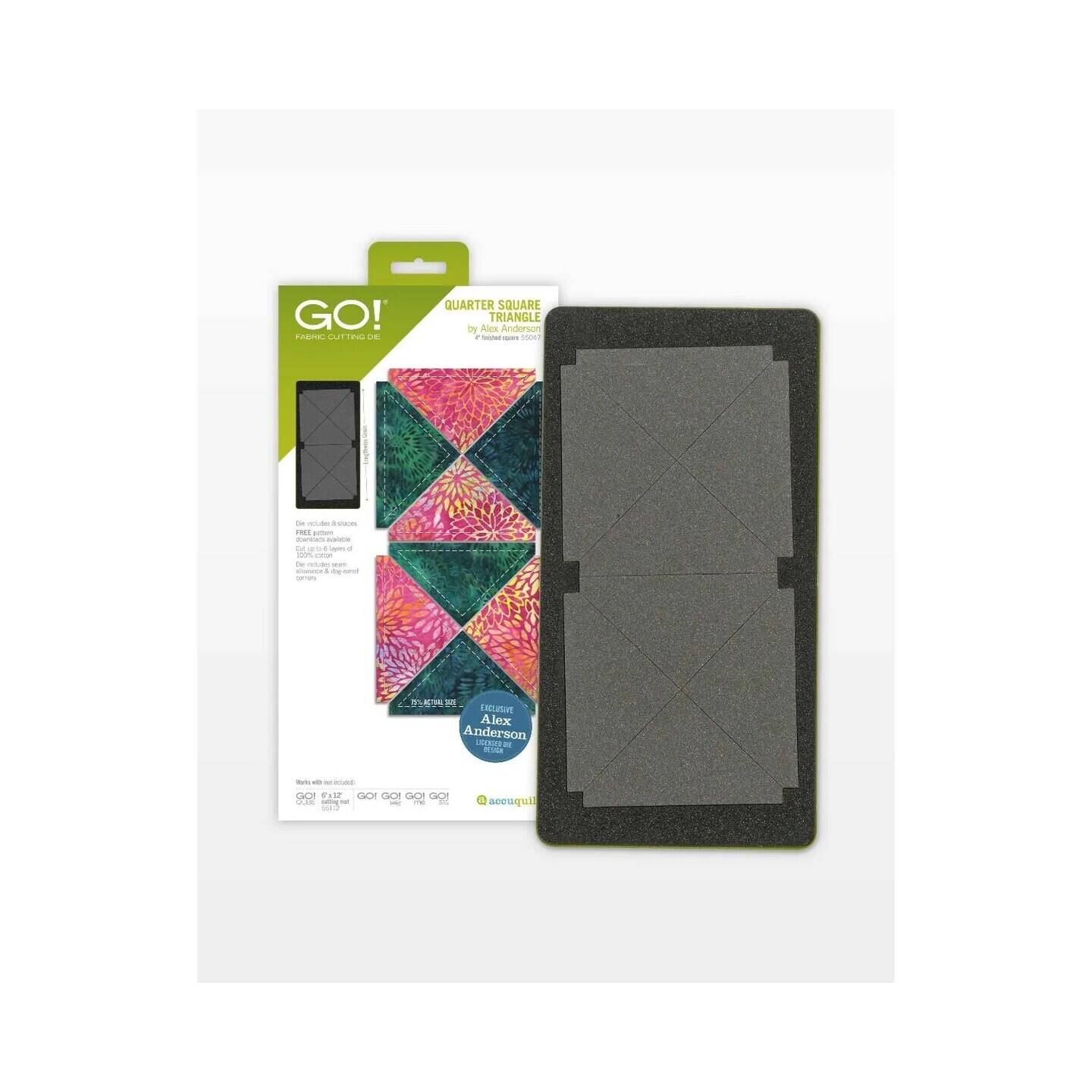 AccuQuilt - Fabric Cutting Dies; Quarter Square; 4-Inch Finished Triangle - Black