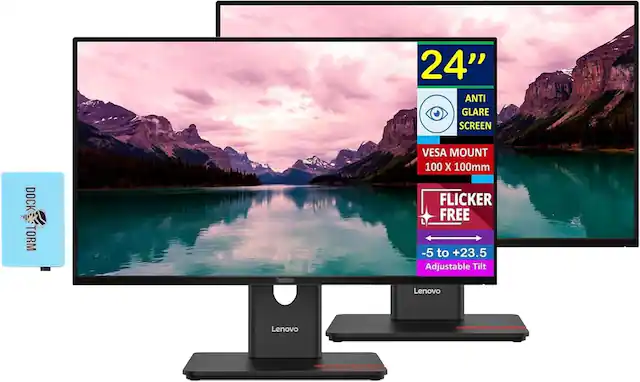 24" Anti Glare Screen Dock Torm Torm Vesa Mount 100 x 100mm Flicker Free -5 to +23.5 Adjustable Tilt Lenovo