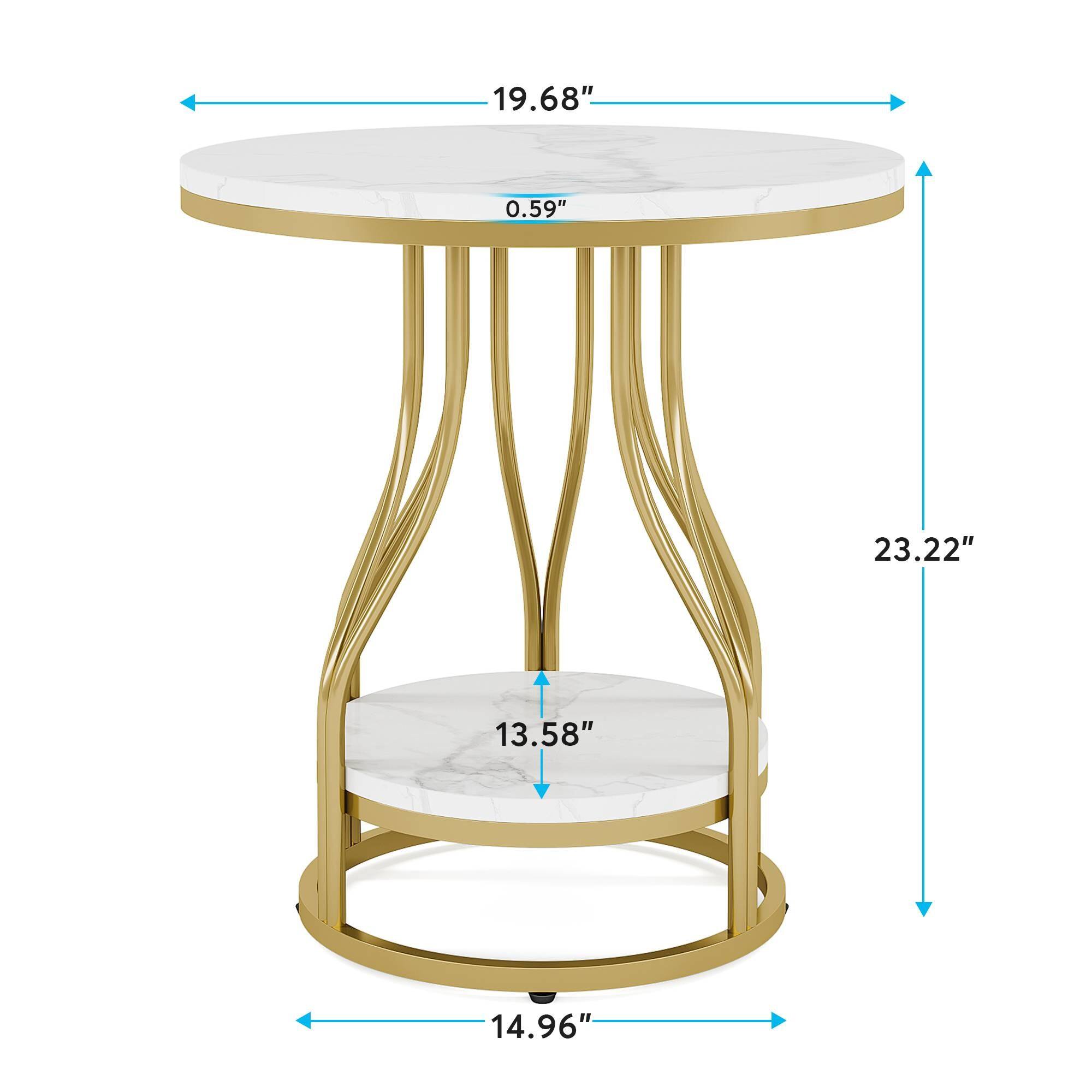 Tribesigns End Table with Engineered Wood Construction and Faux Marble ...