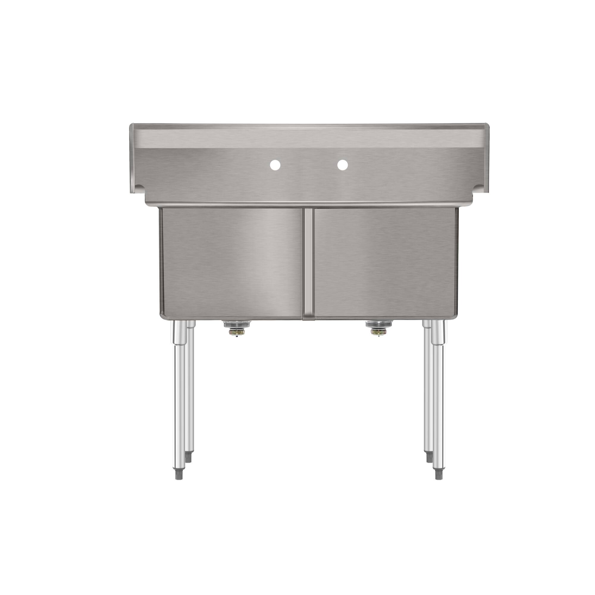 Alt View 6. Koolmore - 42 in. 16-Gauge 2-Compartment  Sink with Backsplash, Bowl Dimensions 18"x18"x14" in Stainless-Steel - Stainless Steel.