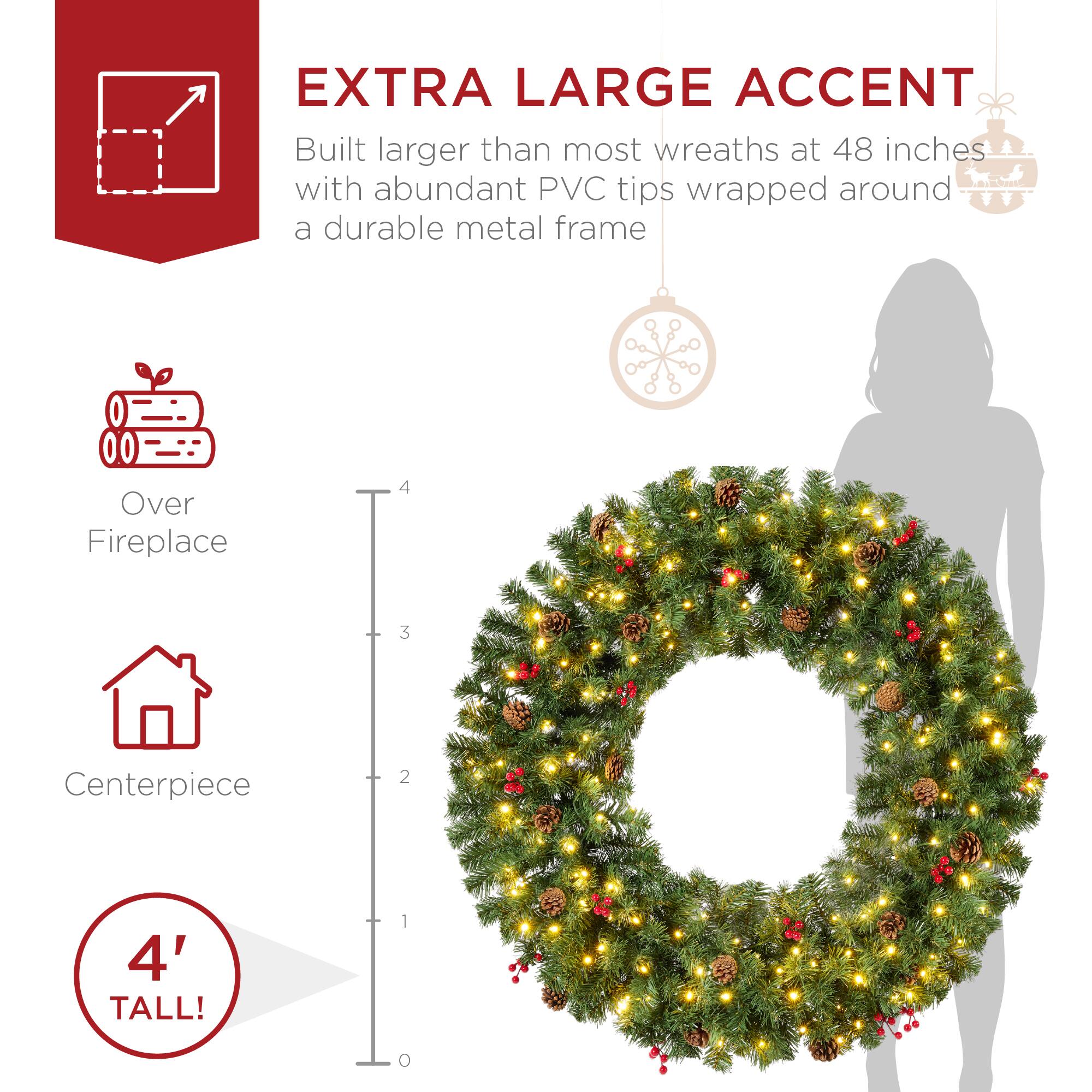 **EXTRA LARGE ACCENT**

Built larger than most wreaths at 48 inches with abundant PVC tips wrapped around a durable metal frame

- Over Fireplace
- Centerpiece

4' TALL!