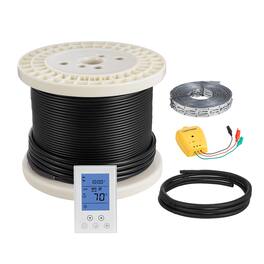 VEVOR - 100 sqft Underfloor Heating Cable Kit, 120V Electric Radiant Heated Floor System, with Smart Control Thermostat & Alarm - Black;White