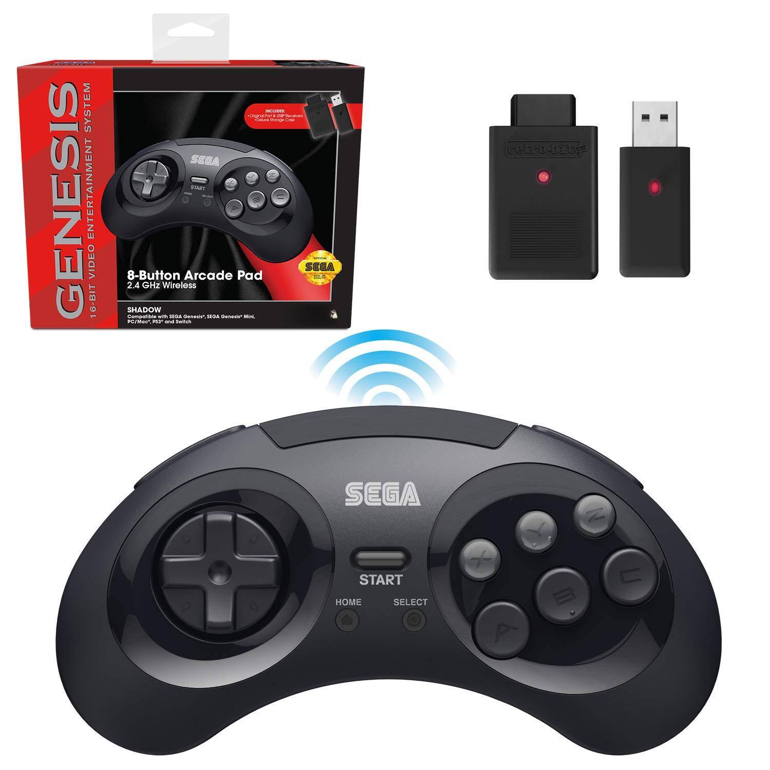 Sure, here is the corrected and grouped text from the image:

---

**SYSTEM GENESIS ENTERTAINMENT VIDEO 16-BIT SYSTEM**

**8-Button Arcade Pad**

**2.4 GHz Wireless**

**SHADOW**

**Compatible with: Sega Genesis, Sega Genesis Mini, Sega Mega Drive, Sega Mega Drive Mini**

**SEGA**

**8-Button Arcade Pad**

**2.4 GHz Wireless**

**SHADOW**

**Compatible with: Sega Genesis, Sega Genesis Mini, Sega Mega Drive, Sega Mega Drive Mini**

**SEGA**

**8-Button Arcade Pad**

**2.4 GHz Wireless**

**SHADOW**

**Compatible with: Sega Genesis, Sega Genesis Mini, Sega Mega Drive, Sega Mega Drive Mini**

**SEGA**

**8-Button Arcade Pad**

**2.4 GHz Wireless**

**SHADOW**

**Compatible with: Sega Genesis, Sega Genesis Mini, Sega Mega Drive, Sega Mega Drive Mini**

**SEGA**

**8-Button Arcade Pad**

**2.4 GHz Wireless**

**SHADOW**

**Compatible with: Sega Genesis, Sega Genesis Mini, Sega Mega Drive, Sega Mega Drive Mini**

**SEGA**

**8-Button Arcade Pad**

**2.4 GHz Wireless**

**SH