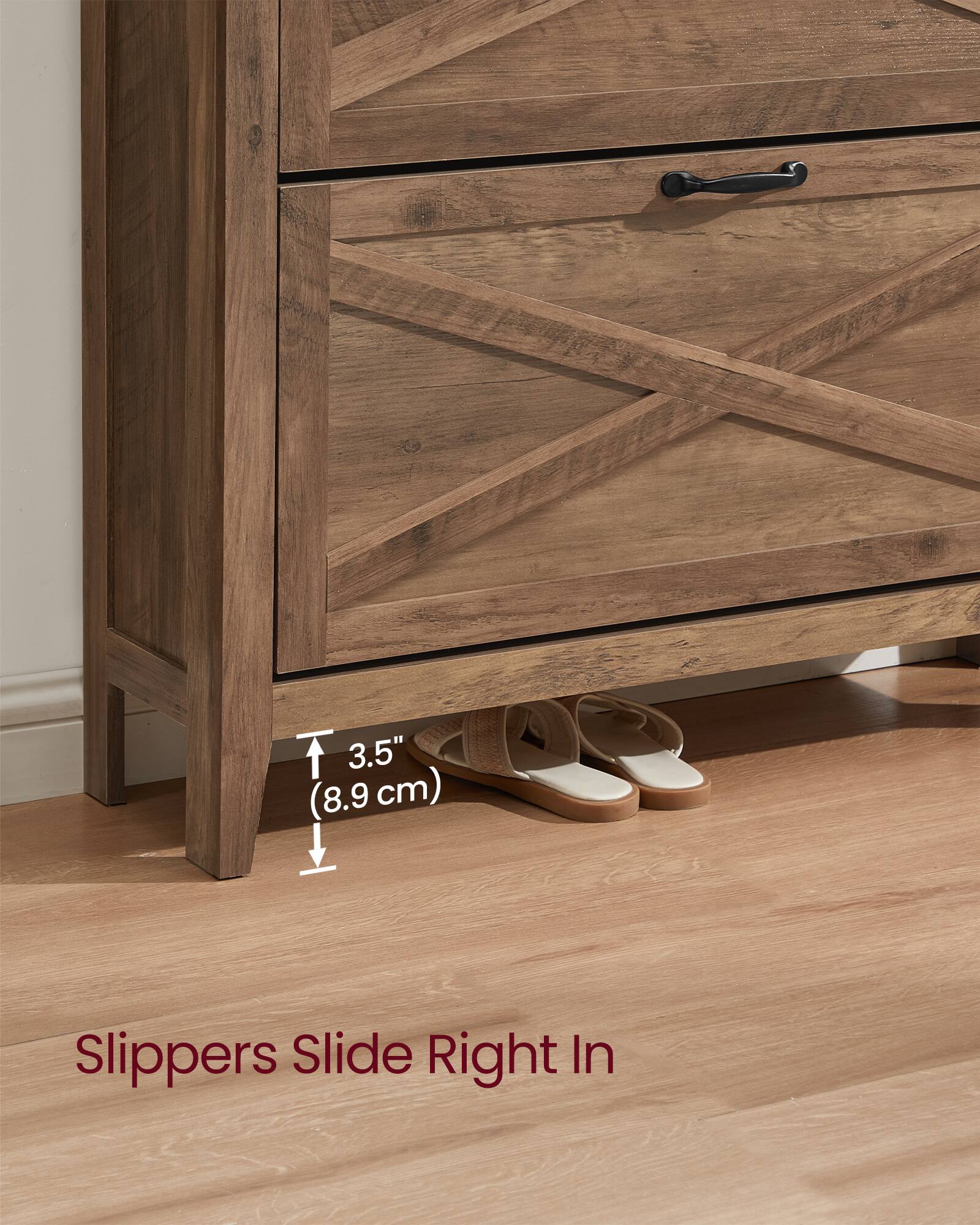 3.5" (8.9 cm) Slippers Slide Right In