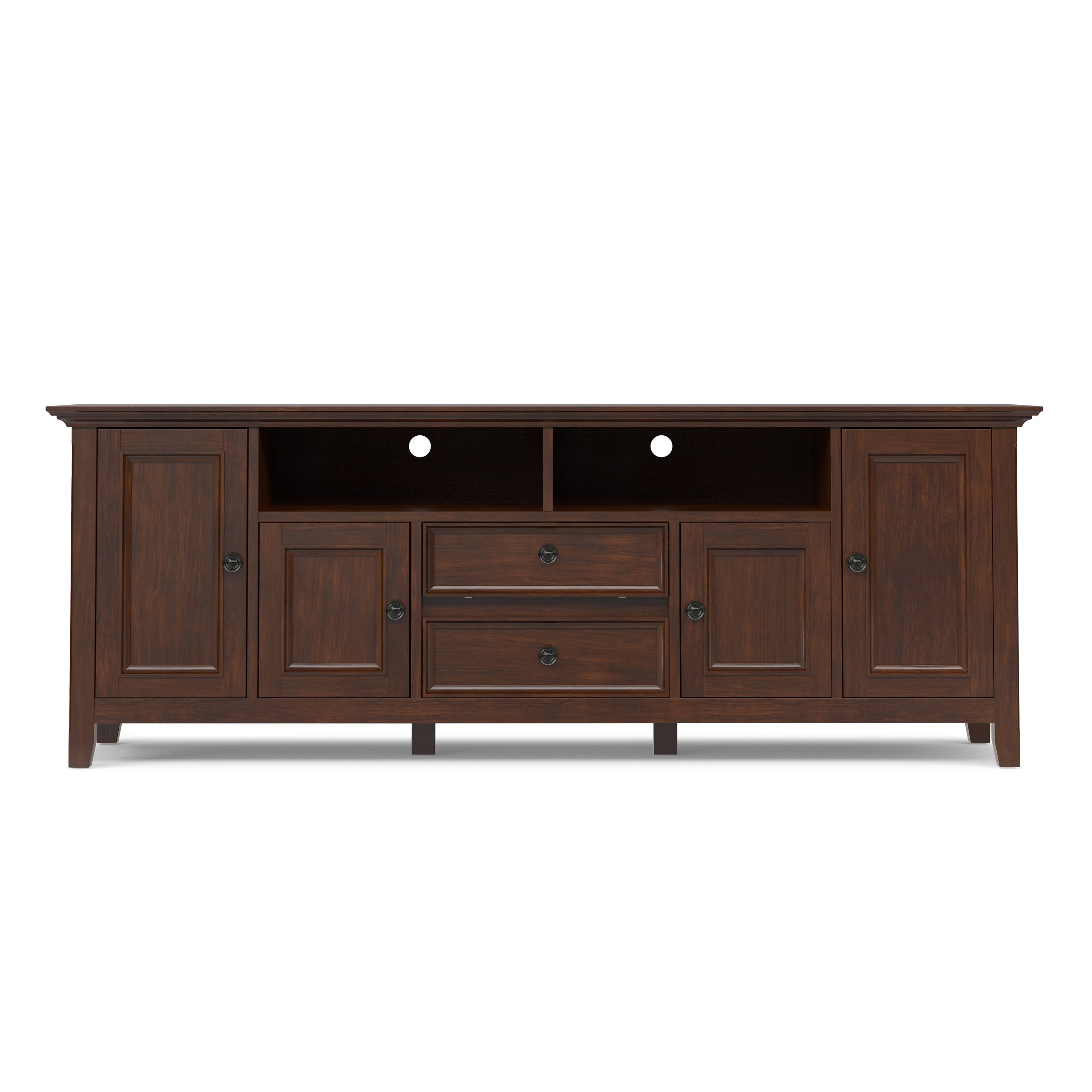 Left. Simpli Home - Amherst 72 inch Wide TV Media Stand - Russet Brown.