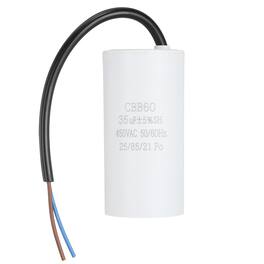 Unique Bargains - 35uF CBB60 Run Capacitor, AC 450V 2 Wires 50/60Hz Cylinder 102x50mm for Air Compressor, Water Pump - White