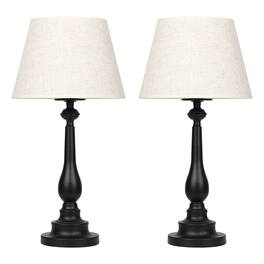 Oumilen - Black Classic Table Lamp with Beige Fabric Shade, E26 Socket & UL Plug