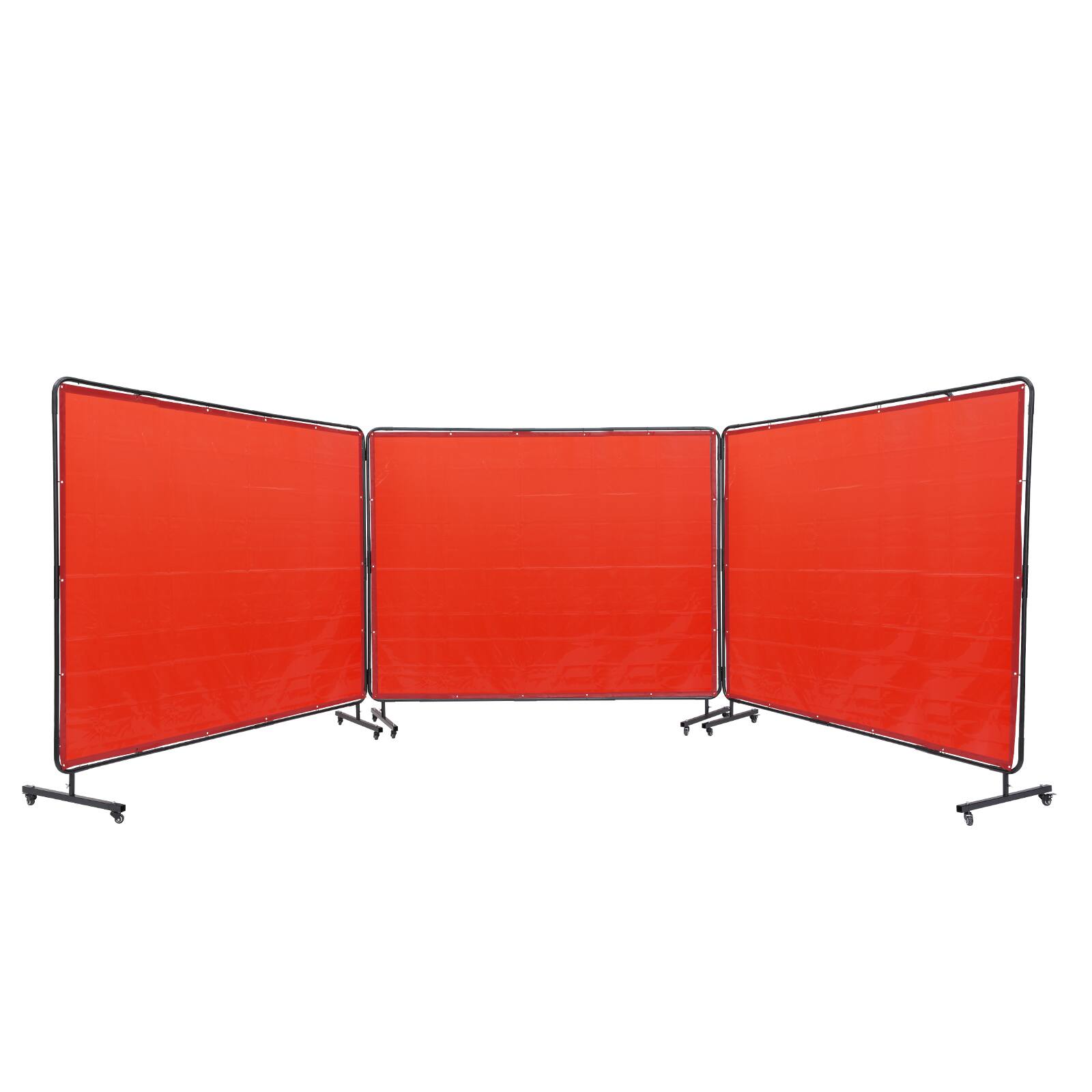 Alt View 5. VEVOR - Welding Screen with Frame, 6' x 8' 3 Panel Welding Curtain Screens, Flame-Resistant Vinyl Welding Protection Screen - Red.