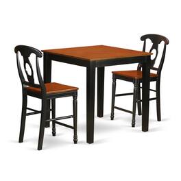 East West Furniture - 3 PC counter height Dining set - counter height Table and 2 counter height stool - Black & Cherry
