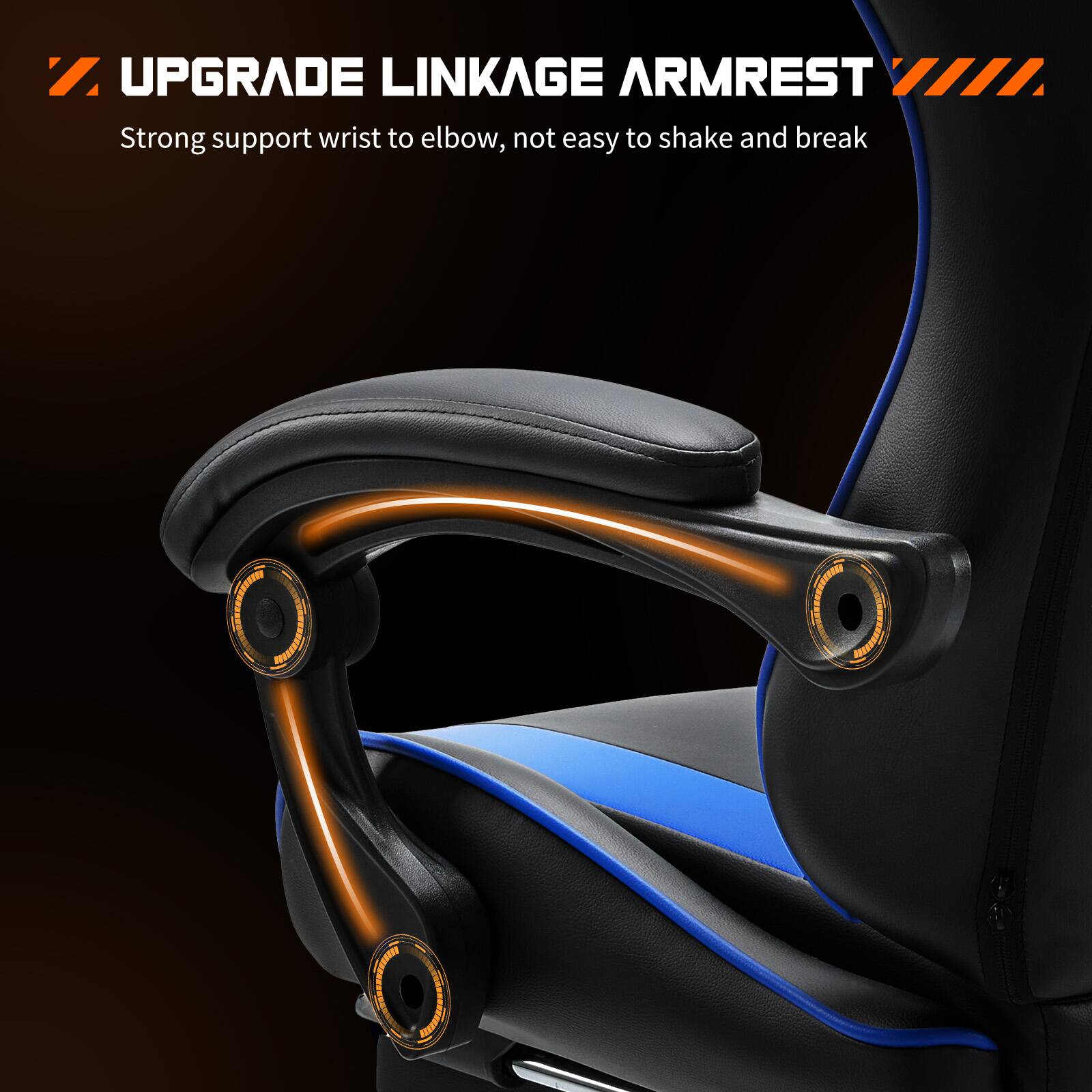 UPGRADE LINKAGE ARMREST  
Strong support wrist to elbow, not easy to shake and break