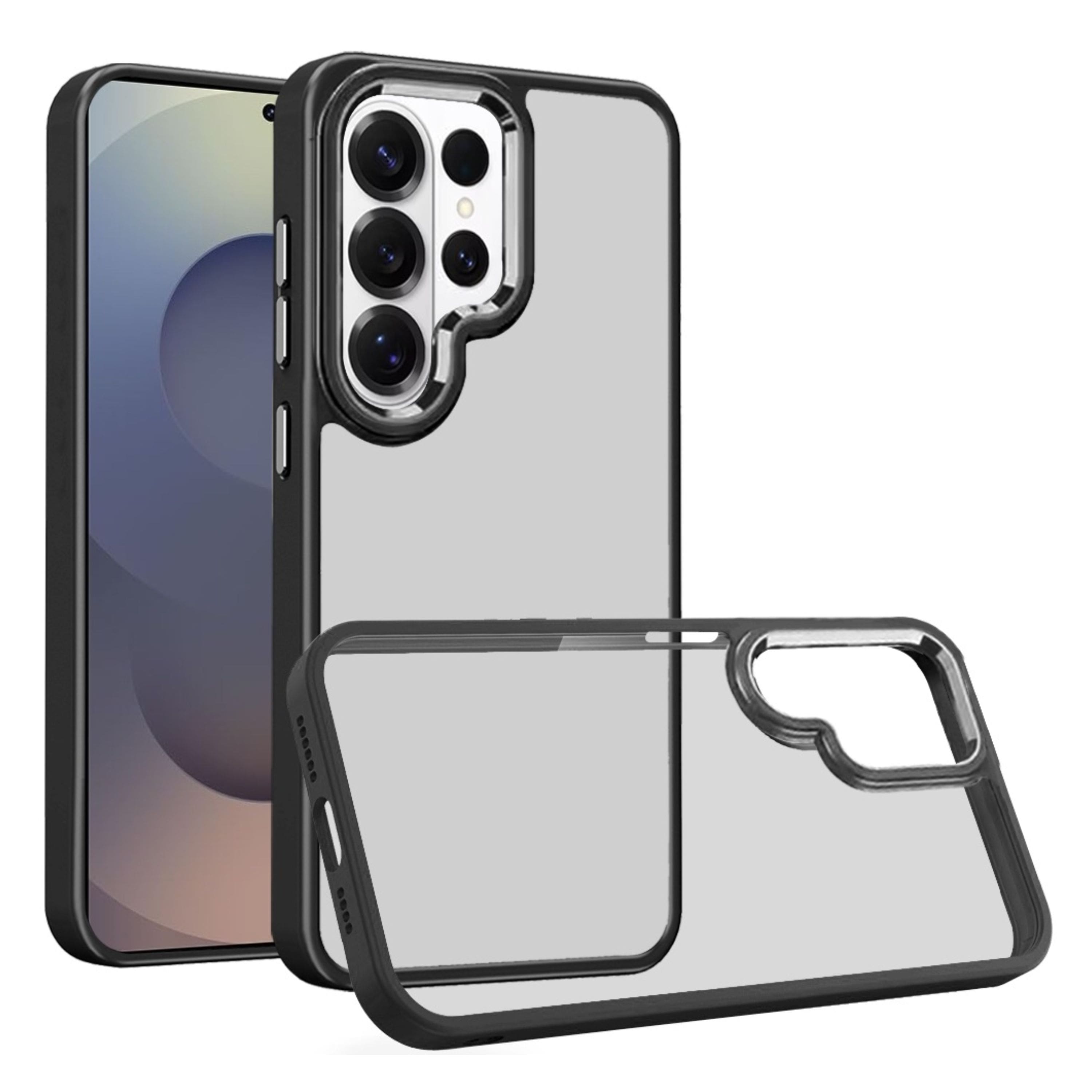 Kitcheniva - Rugged Metallic Buttons Raised Lip Phone Case With Tempered Glass Samsung Galaxy S26 Ultra - Black price history on PriceWatchPro
