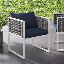 Stance Outdoor Patio Aluminum Dining Armchair by Modway - White Navy