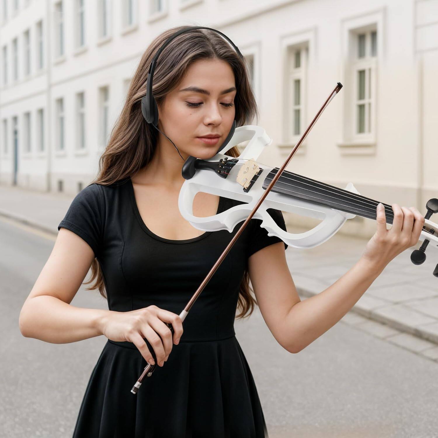 Alt View 3. Winado - Full Size Electric Violin, 4/4 Acoustic Silent Electric Violin for Beginner Adults Teens with Ebony Fittings, Case, Bow.