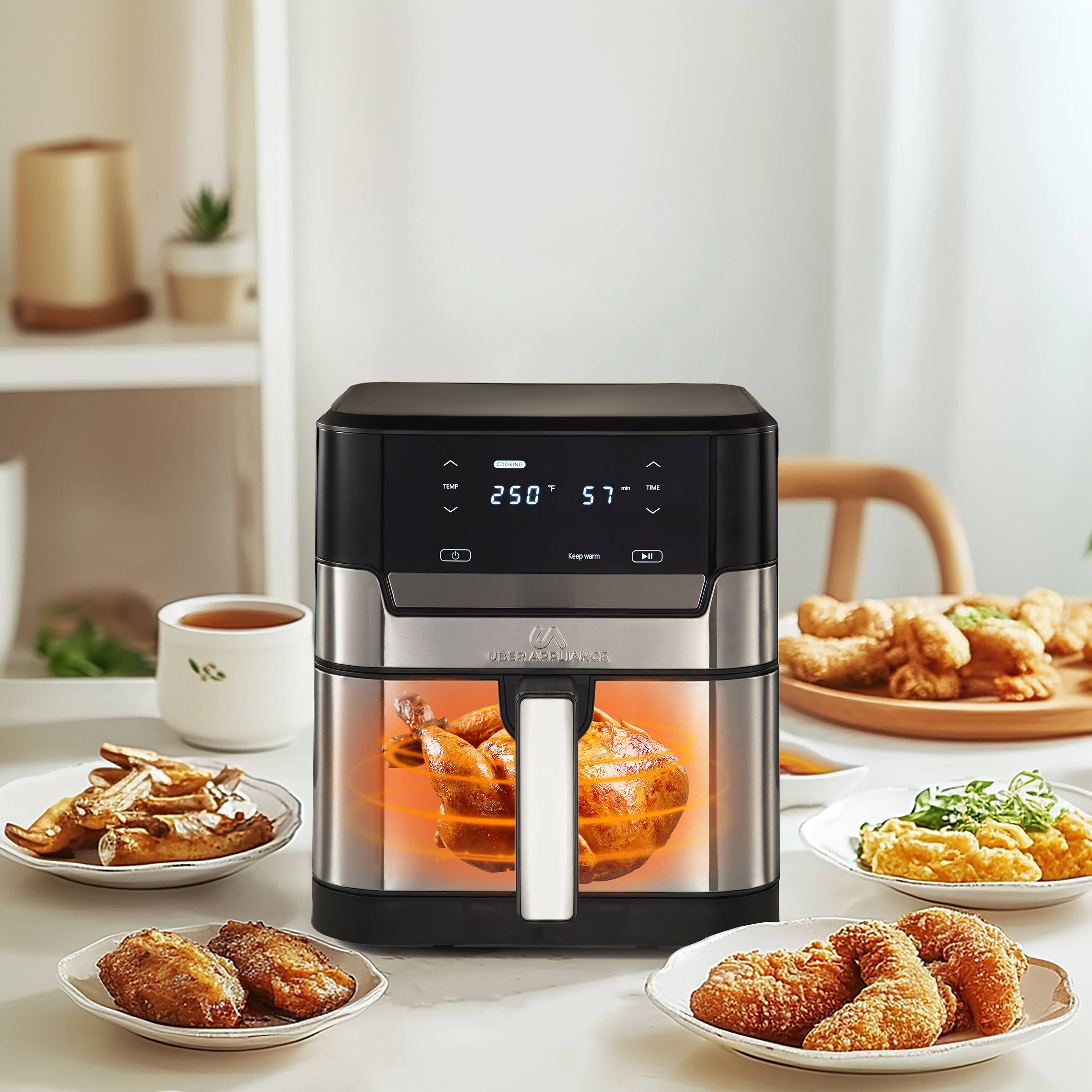 Uber Appliance - XL Air Fryer - 7QT Capacity, PFOA/PTFE Free, Touchscreen Control - Black with Stainless Steel accents - Thumbnail 3