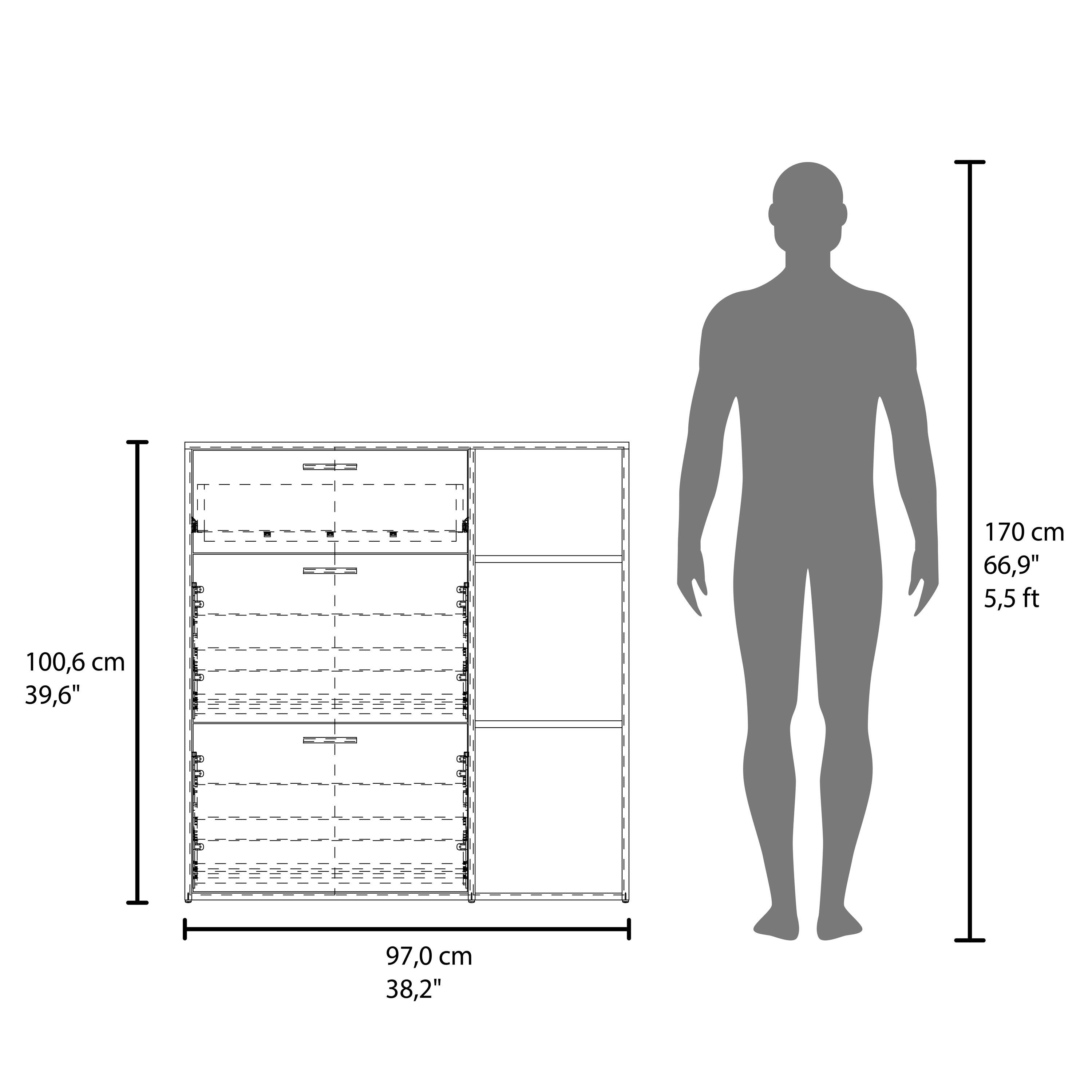 T 2  1  170 cm 66,9" 5,5 ft 100,6 cm 39,6" d : C - 4  -  97,0 cm 38,2"