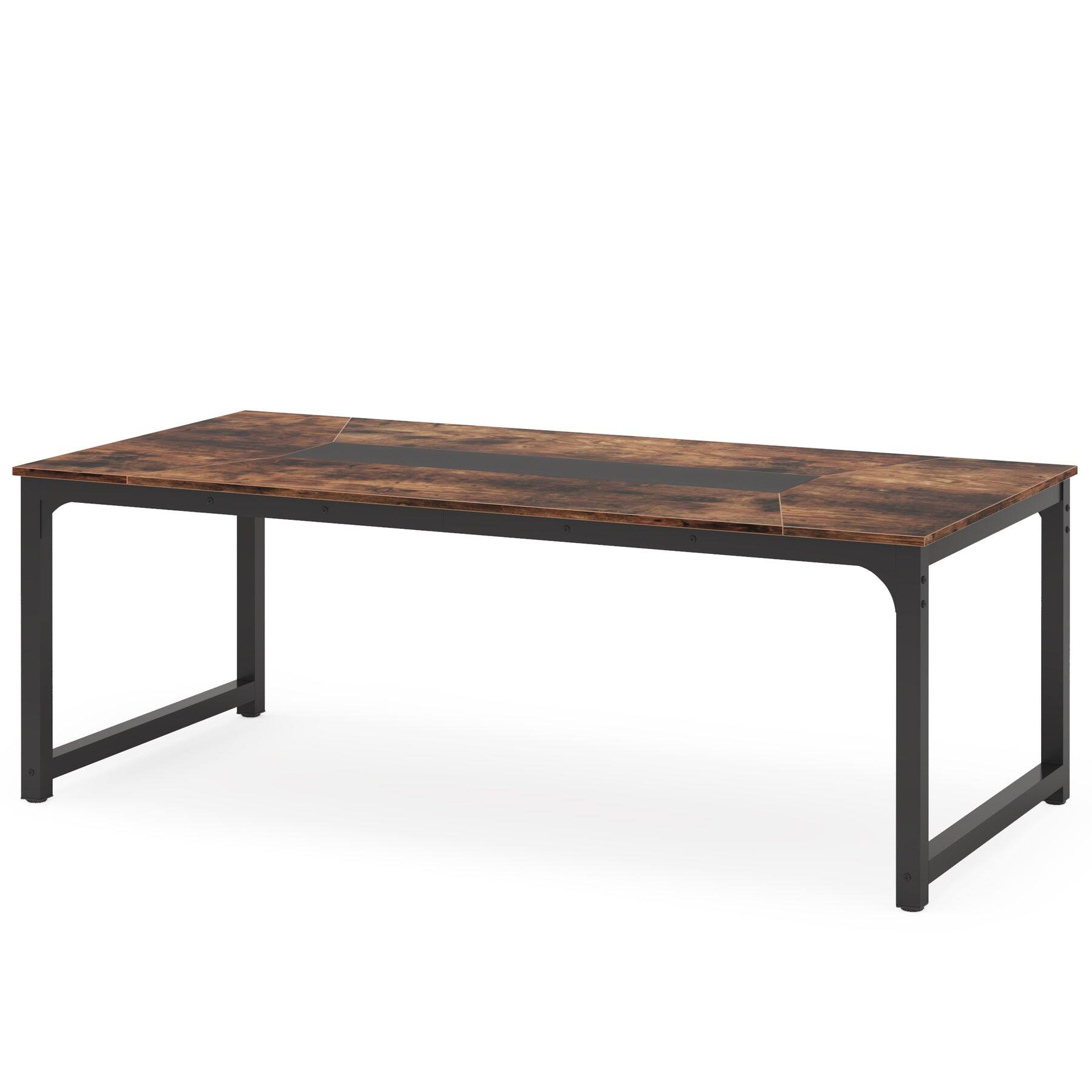 Alt View 4. Tribesigns - Conference Table with Engineered Wood Construction and Rectangular Top for Office and Meeting Room - Brown.