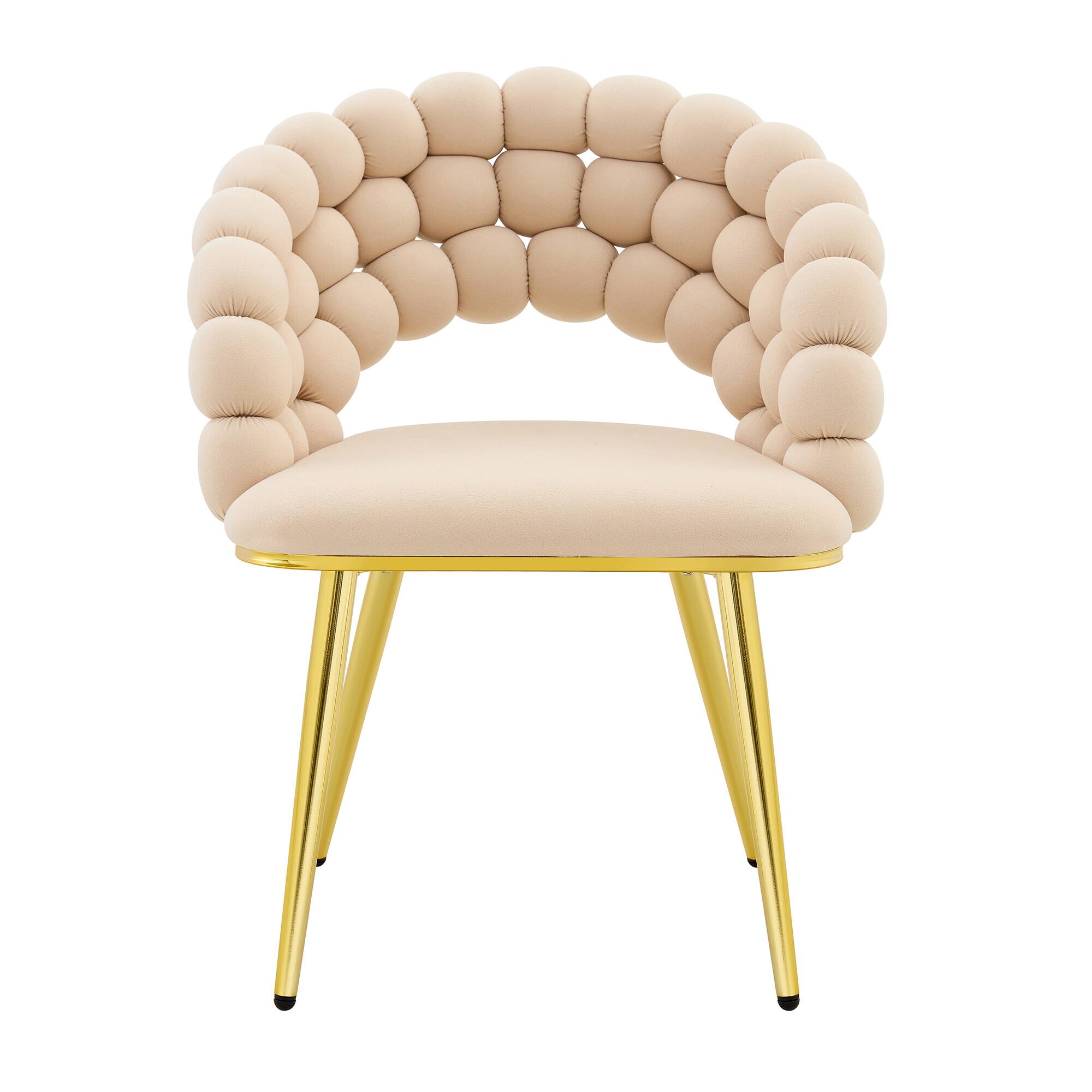 Alt View 9. Loheer - Loheer Dining Chairs Set of 2 Beige Velvet Bubble Accent Chairs for Dining Room Kitchen with Gold Legs 2.1 ft - Beige,Gold.