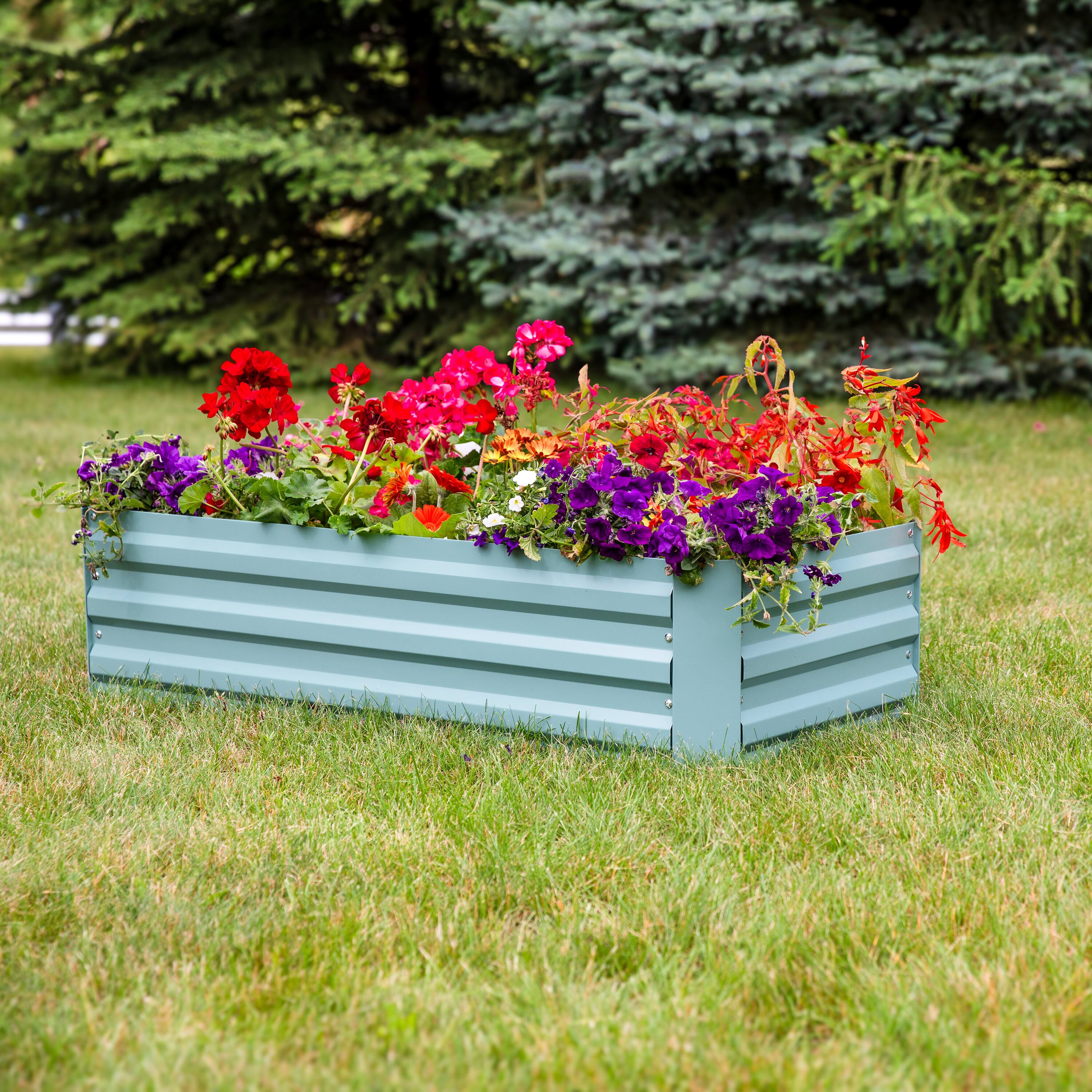 Alt View 9. Sunnydaze - Rectangle Galvanized Steel Raised Bed - 4 x 2 x 1 ft - Green.