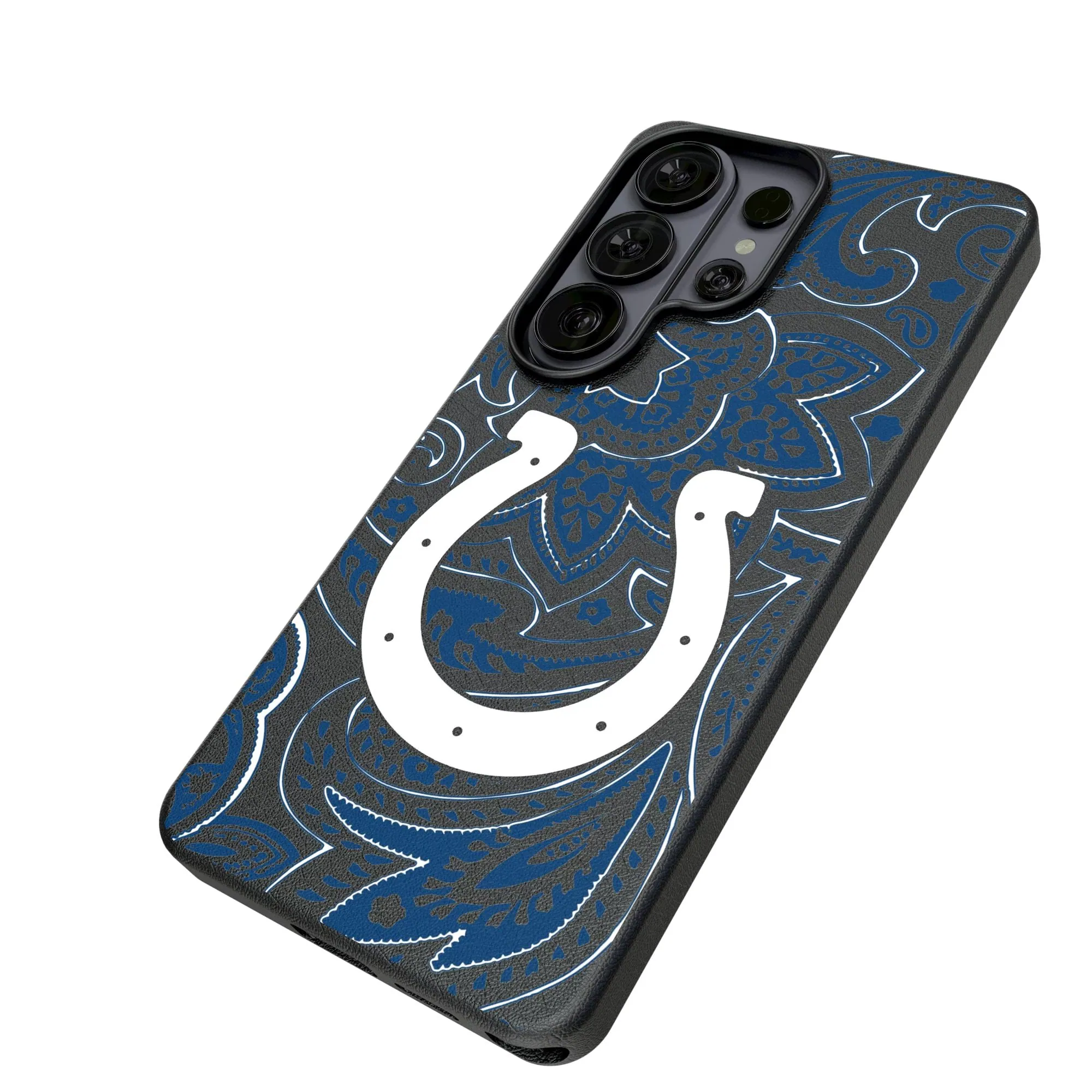 Alt View 1. Keyscaper - Indianapolis Colts Paisley Galaxy Magnetic Bump Case - S25 Ultra - Black.