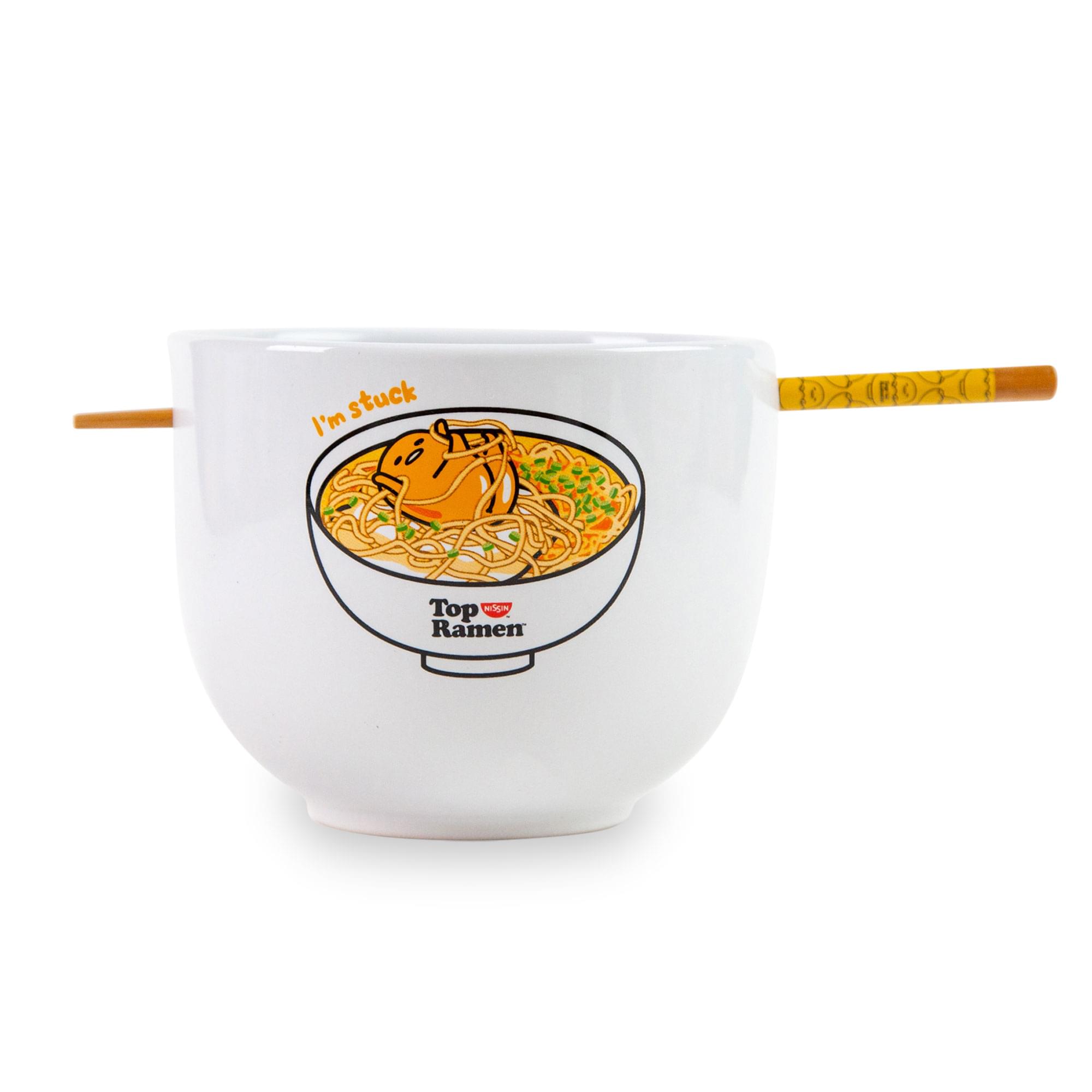 Silver Buffalo - Sanrio Gudetama x Top Ramen "Dream Come True" Ramen Bowl and Chopstick Set - Yellow