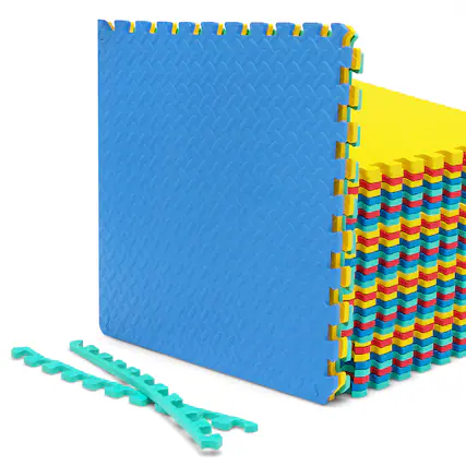 Front. Costway - Costway 36 Tiles 1/2" Puzzle Floor Exercise Mat Interlocking Anti-slip EVA Foam Gym - Colorful.