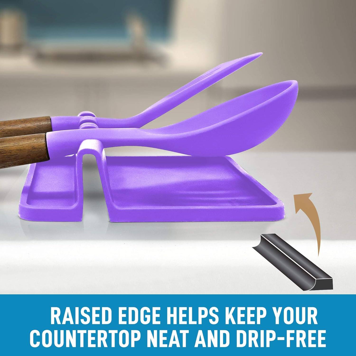 RAISED EDGE HELPS KEEP YOUR COUNTERTOP NEAT AND DRIP-FREE