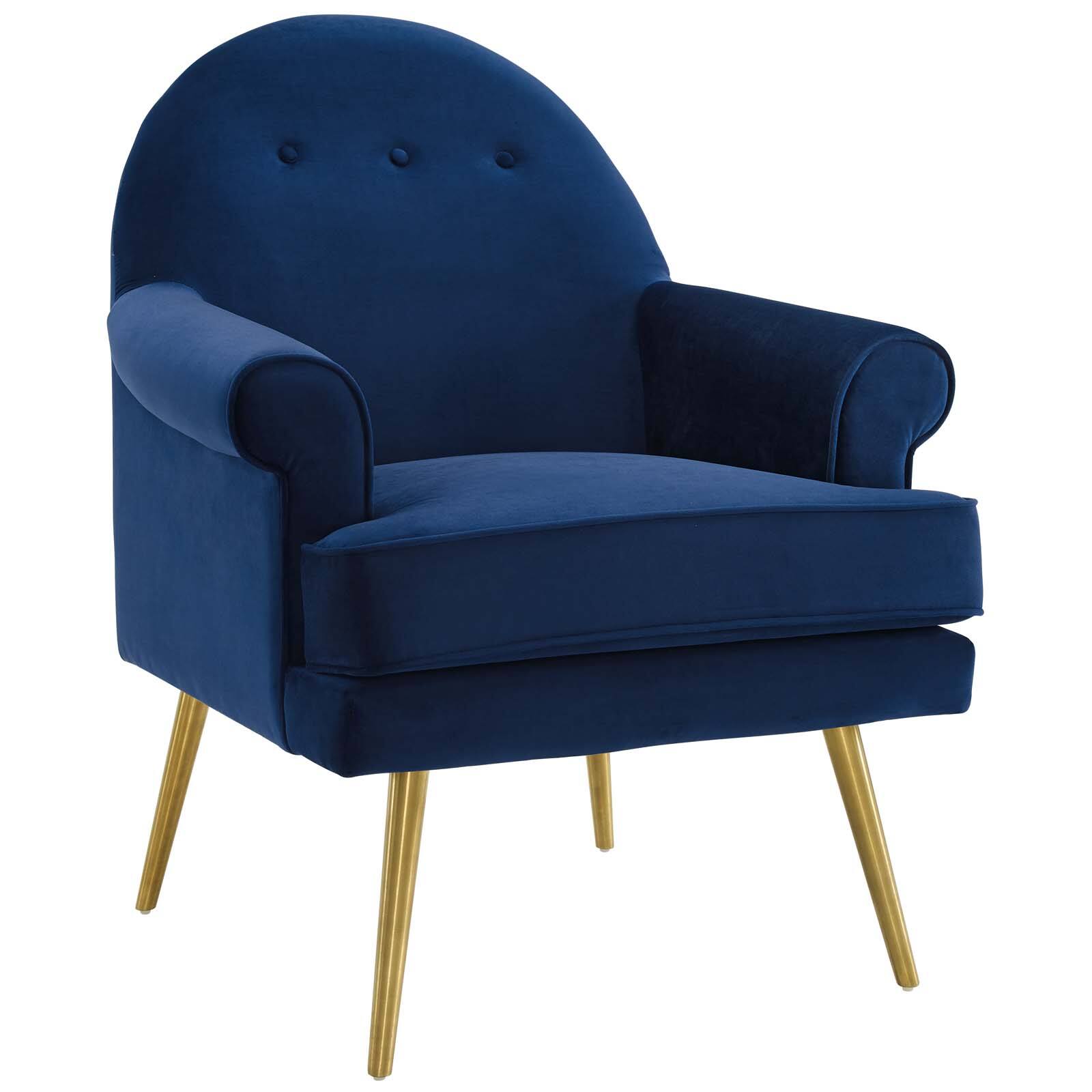 Angle. Modway - Revive Tufted Button Accent Performance Velvet Armchair by Modway - Navy.
