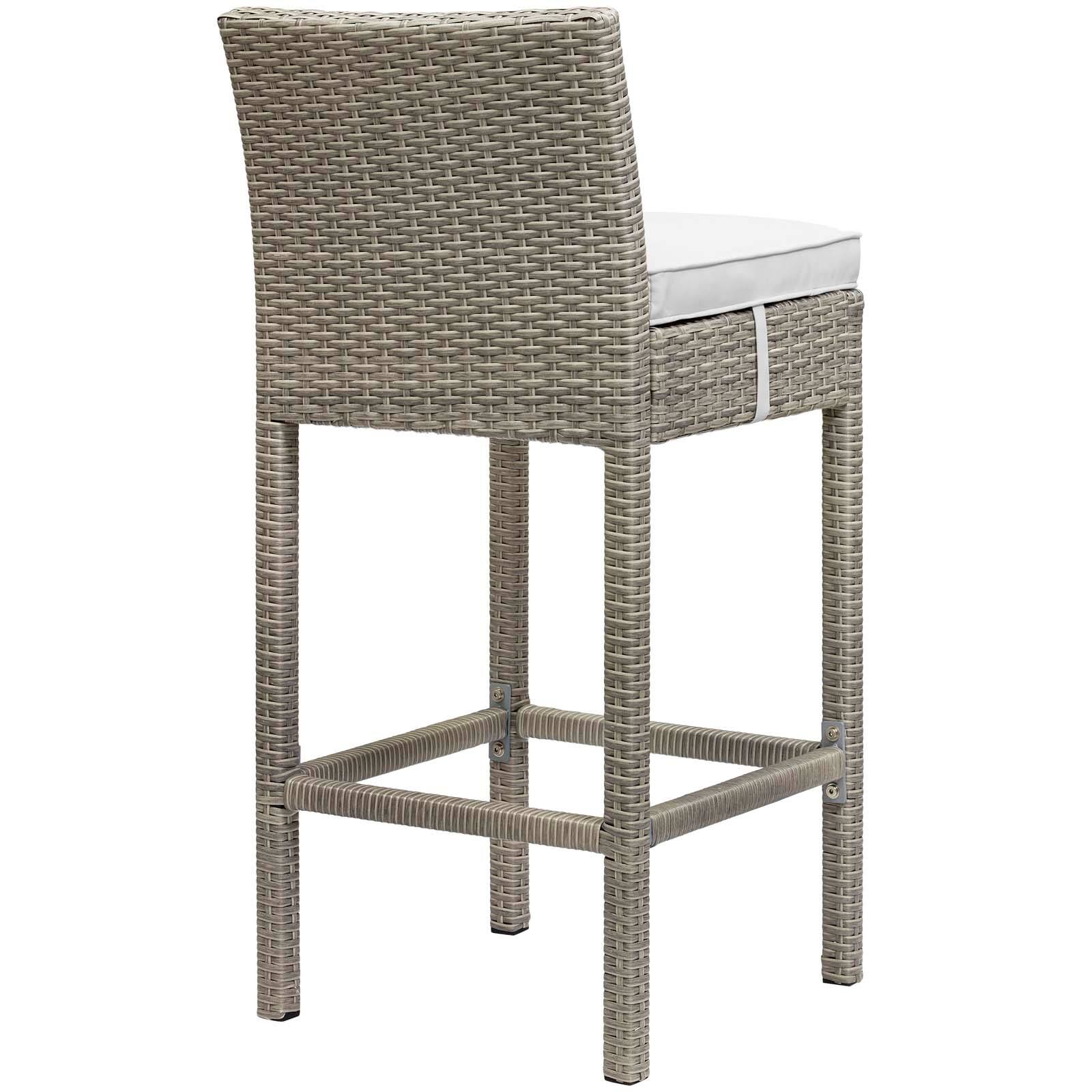 Alt View 1. Modway - Conduit Outdoor Patio Wicker Rattan Bar Stool Set of 4 by Modway - Light Gray White.