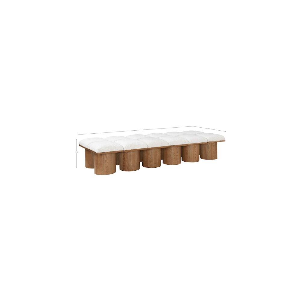 Alt View 2. Meridian Furniture - Pavilion Cream Boucle Fabric Bench - Cream Boucle Fabric.