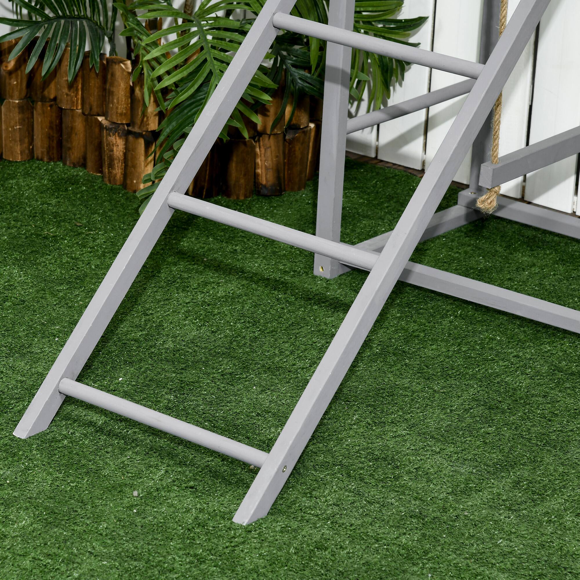 Alt View 5. Pawhut - Chicken Activity Play with Swing Set, Wooden Chicken Coop Accessory with Multiple Chicken Perches & Hen Ladder - Gray.