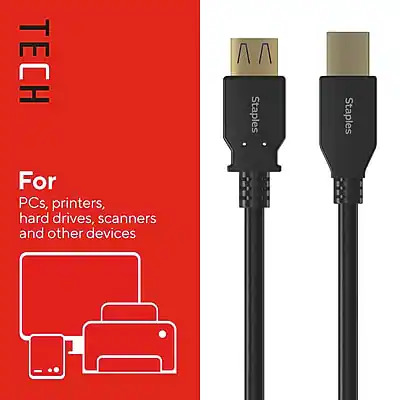 Device Tech Staples Staples TECH 6 ft. USB A to USB A Cable, Male to Male Black - Best Buy