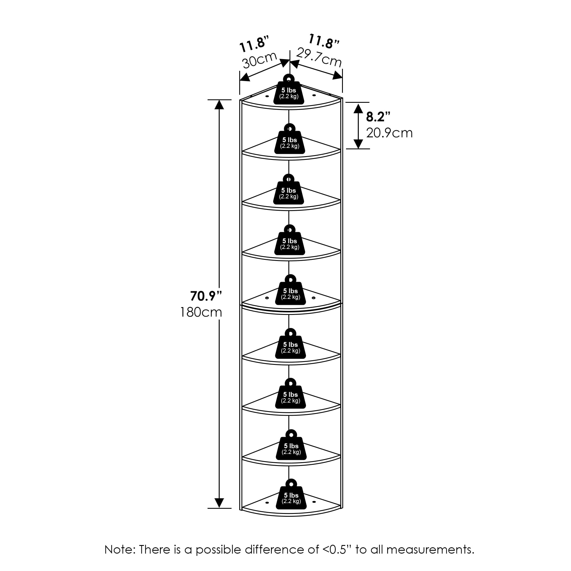 Furinno - Econ 8-Tier Corner Shelf Bookcase, Bookshelf, Espresso - Espresso