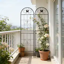 Loheer - 2 Pack Rustproof Metal Garden Trellis 5.9 ft x 1.6 ft for Climbing Plants - Black