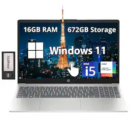 HP - Pavilion 15.6" HD Touchscreen Laptop,Intel i5-1235U,16GB RAM,512GB SSD+160GB Docking Station Set,Win 11 - Silver