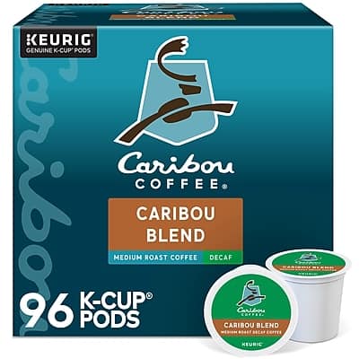 Caribou Coffee - Blend Decaf Coffee Keurig K-Cup Pods, Medium Roast, 96/Carton