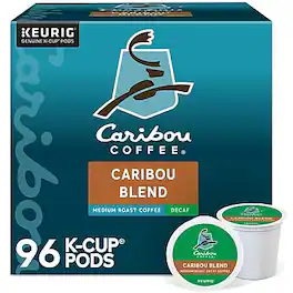 Caribou Coffee - Blend Decaf Coffee Keurig K-Cup Pods, Medium Roast, 96/Carton