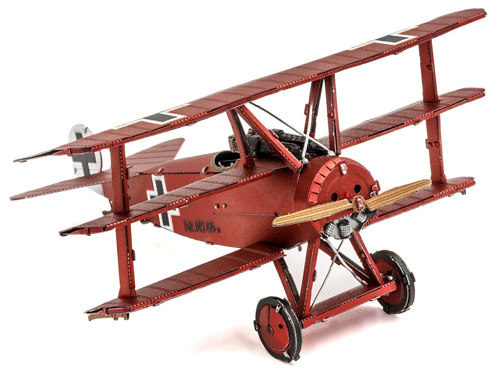 Alt View 4. Metal Earth - Model Kit Fokker Dr.I Triplane Fighter Aircraft "Red Baron" German Air Force Moderate Difficulty Steel by Metal Earth.