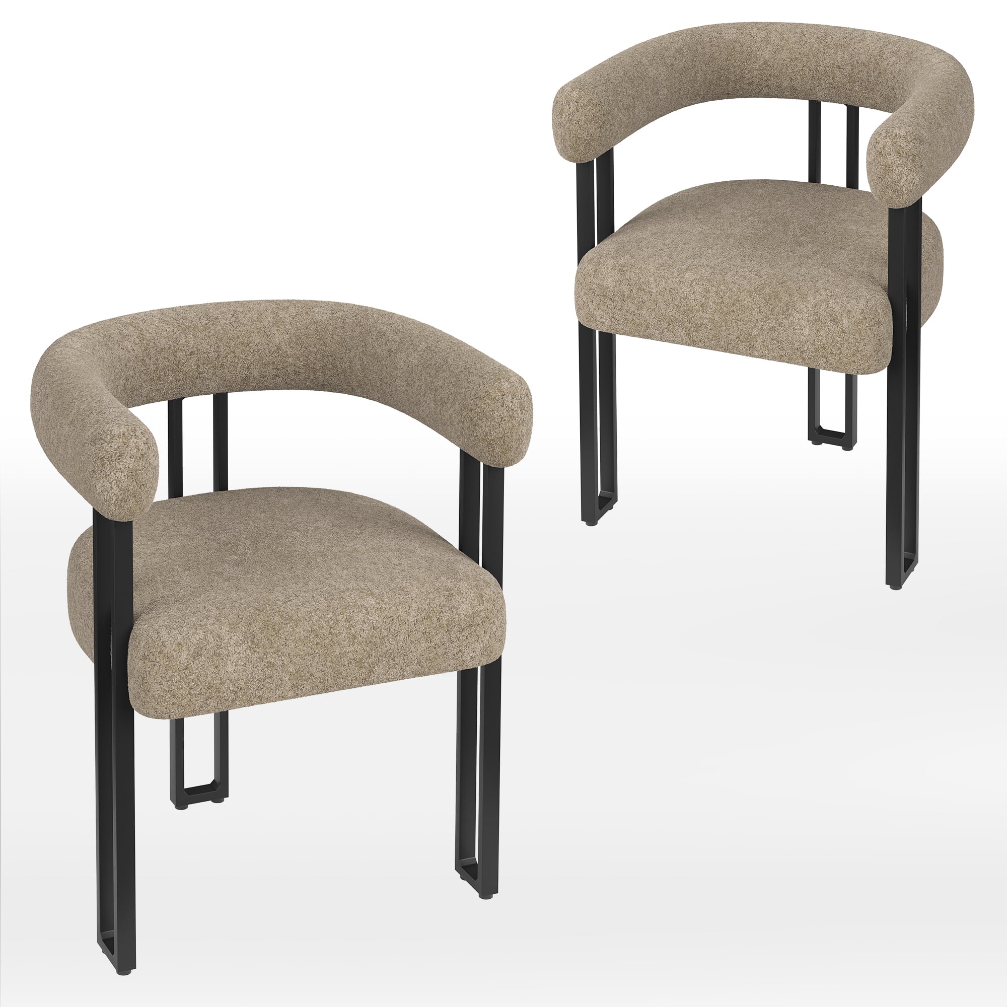 Boyel Living - Set of 2 Upholstered Dining Arm Chairs Boucle Fabric Accent Chairs with Metal Frame for indoor - Brown price history on PriceWatchPro