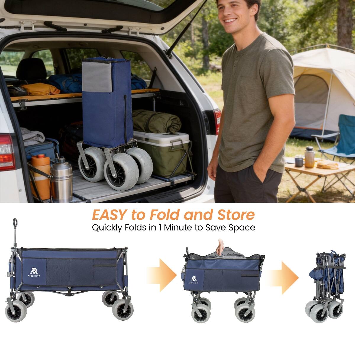 EASY to Fold and Store  
Quickly Folds in 1 Minute to Save Space