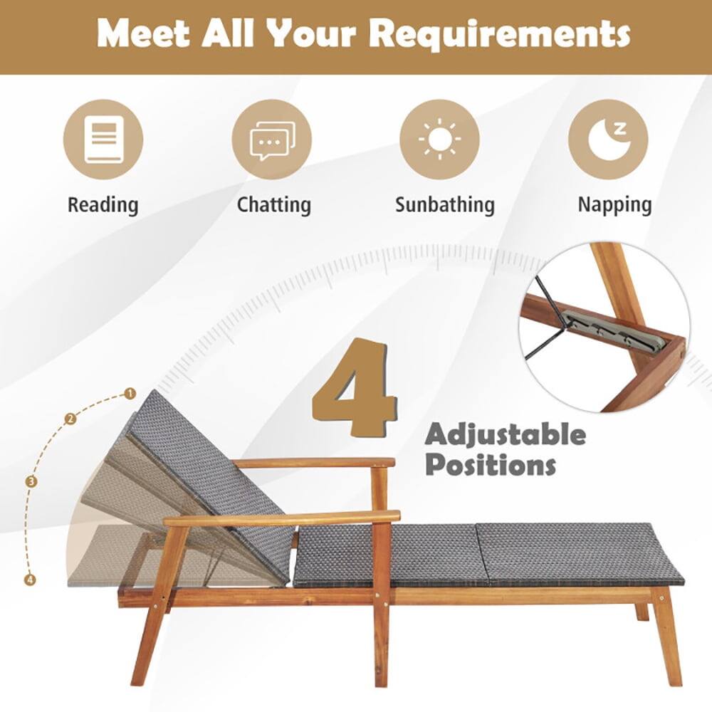Meet All Your Requirements

- Reading
- Chatting
- Sunbathing
- Napping

4 Adjustable Positions