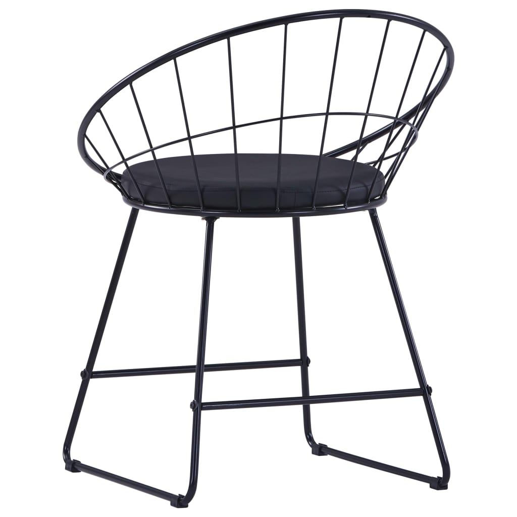 Alt View 4. Boyel Living - Indoor Dining Chair Set of 2 Black Powder-coated steel and faux leather - Black.