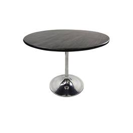 Carolina Chair & Table - Alden Wood Top 40" Round Dining Table - Warm Top - Chrome Base - Black