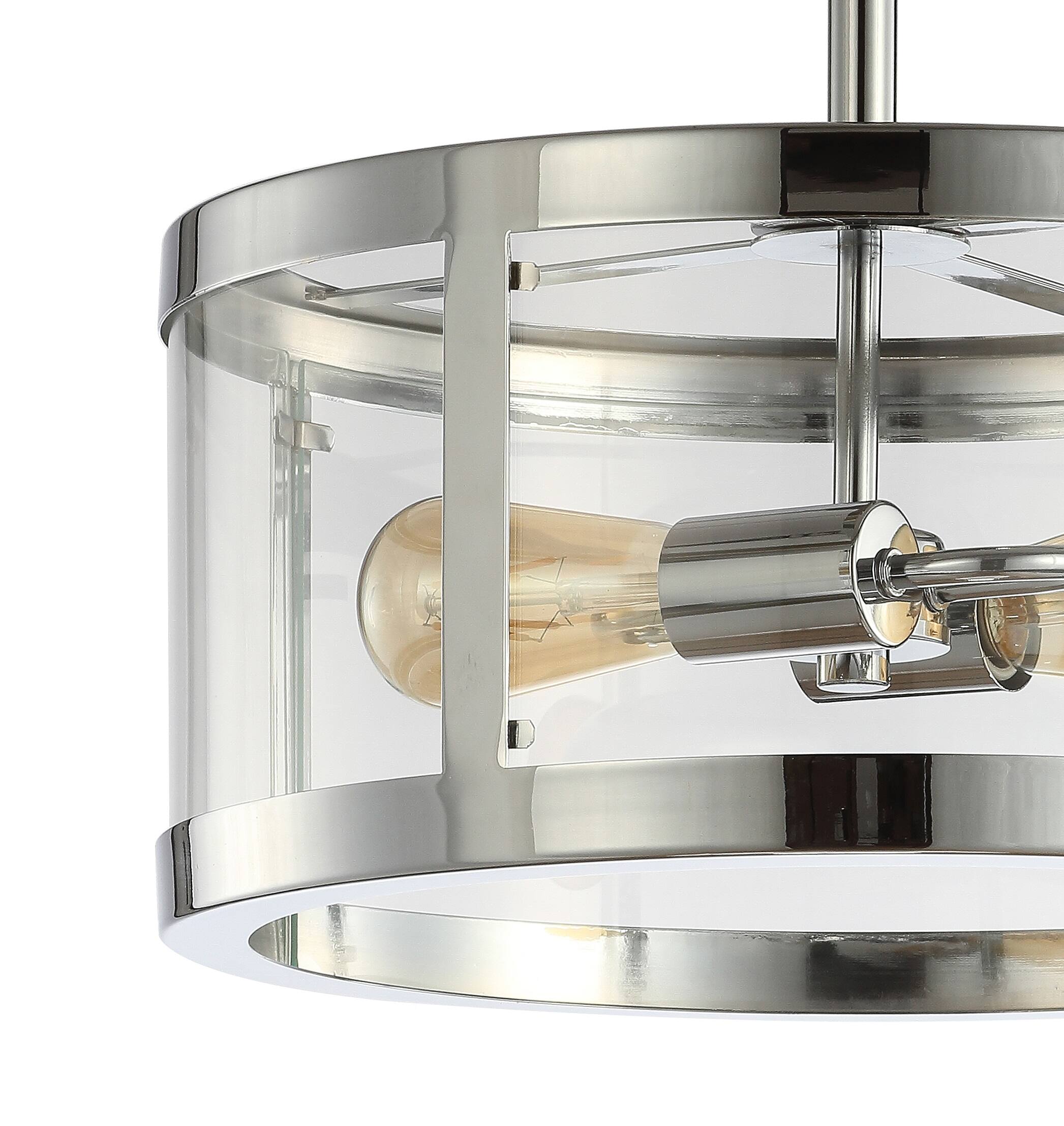 Alt View 4. Jonathan Y - Herndon 2-Light 15" Iron/Glass Modern LED Flush Mount, Chrome - Chrome/Clear.